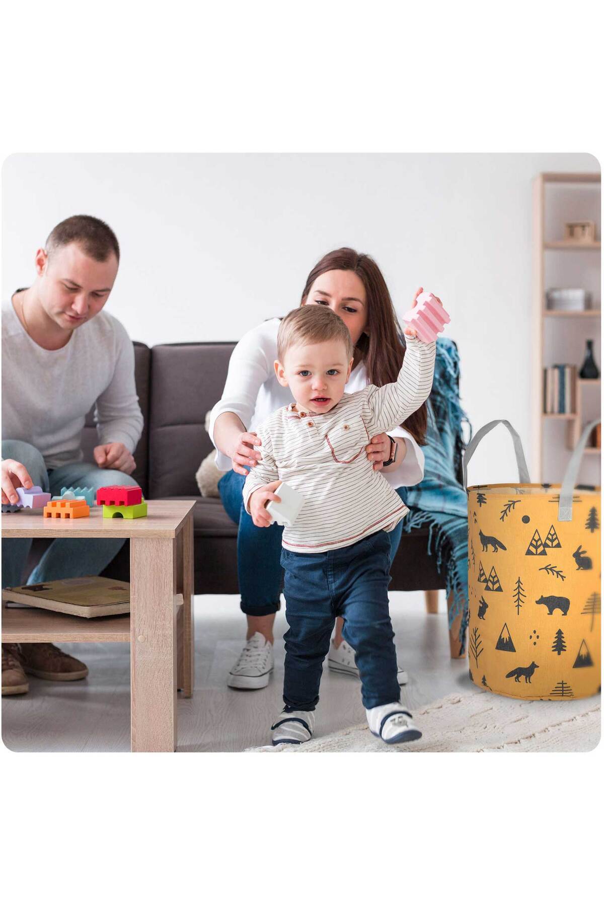 OEM-Toy Storage Basket, Forrest Animals, with Handles, Made of Quality and Durable Material, Lid 5