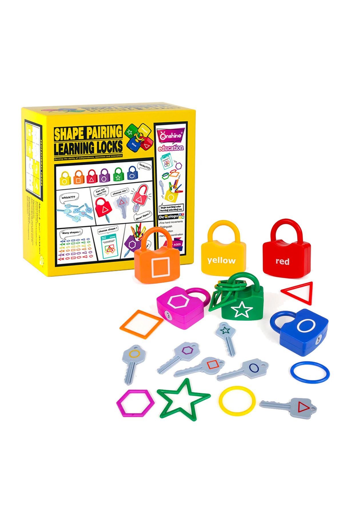 sallma-Locks and Keys Game, Shape and Color Matching, 6 Padlocks 1