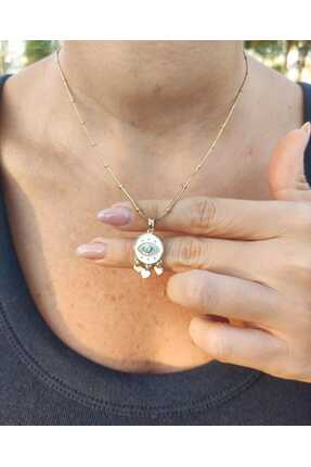 MoS JEWELLERY Gold Renk Nazar Göz Figürlü Kalp Detaylı Paslanmaz Çelik Kolye ...