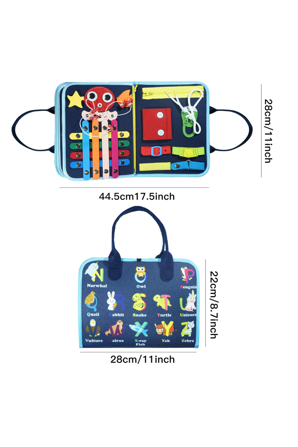 تخته سرگرمی چندکاره ۷ در ۱ دپ بلو مونتهسوری برای کودکان ۳ تا ۶ ساله – اسباببازی آموزشی حسی برای مهارتهای حرکتی ظریف