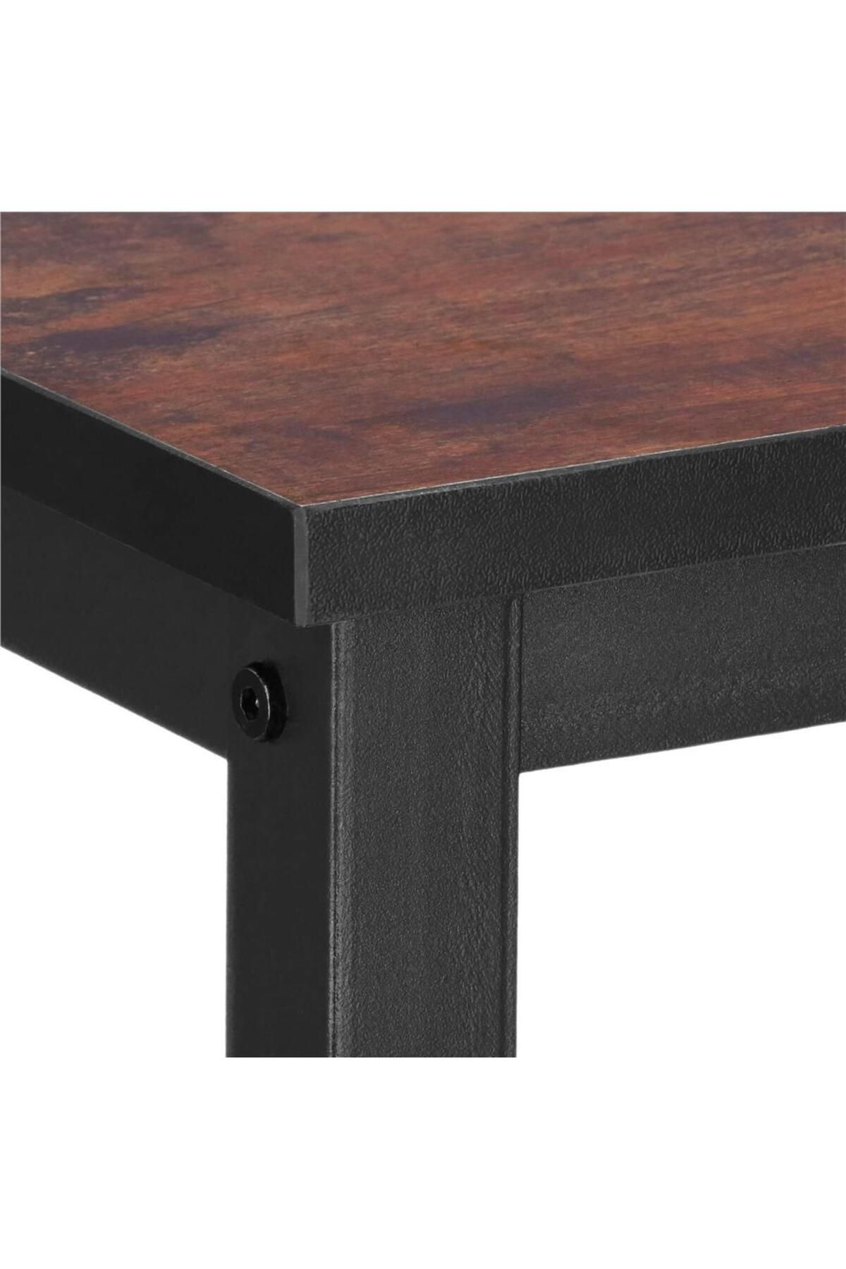 SERSIMO-Square coffee table, bedside table with steel frame and storage shelf, 45x45x55 cm, rustic brown 11