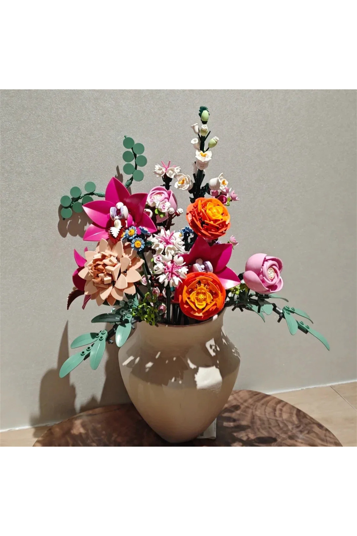 ۱۰۳۴۲ ۲۰۲۵ جدید رمانتیک گل‌آرایی صورتی زیبا، بلوک‌های ساختمانی، دکوراسیون خلاقانه خانه، آموزش کودکان