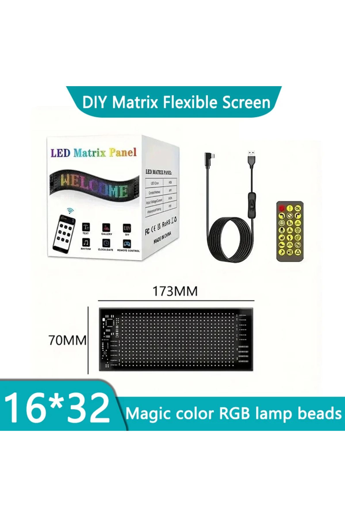 Choice-16x32 LED Programmable Flexible USB LED Sign Matrix Pixel Panel Scrolling Advertising Text Animation 1