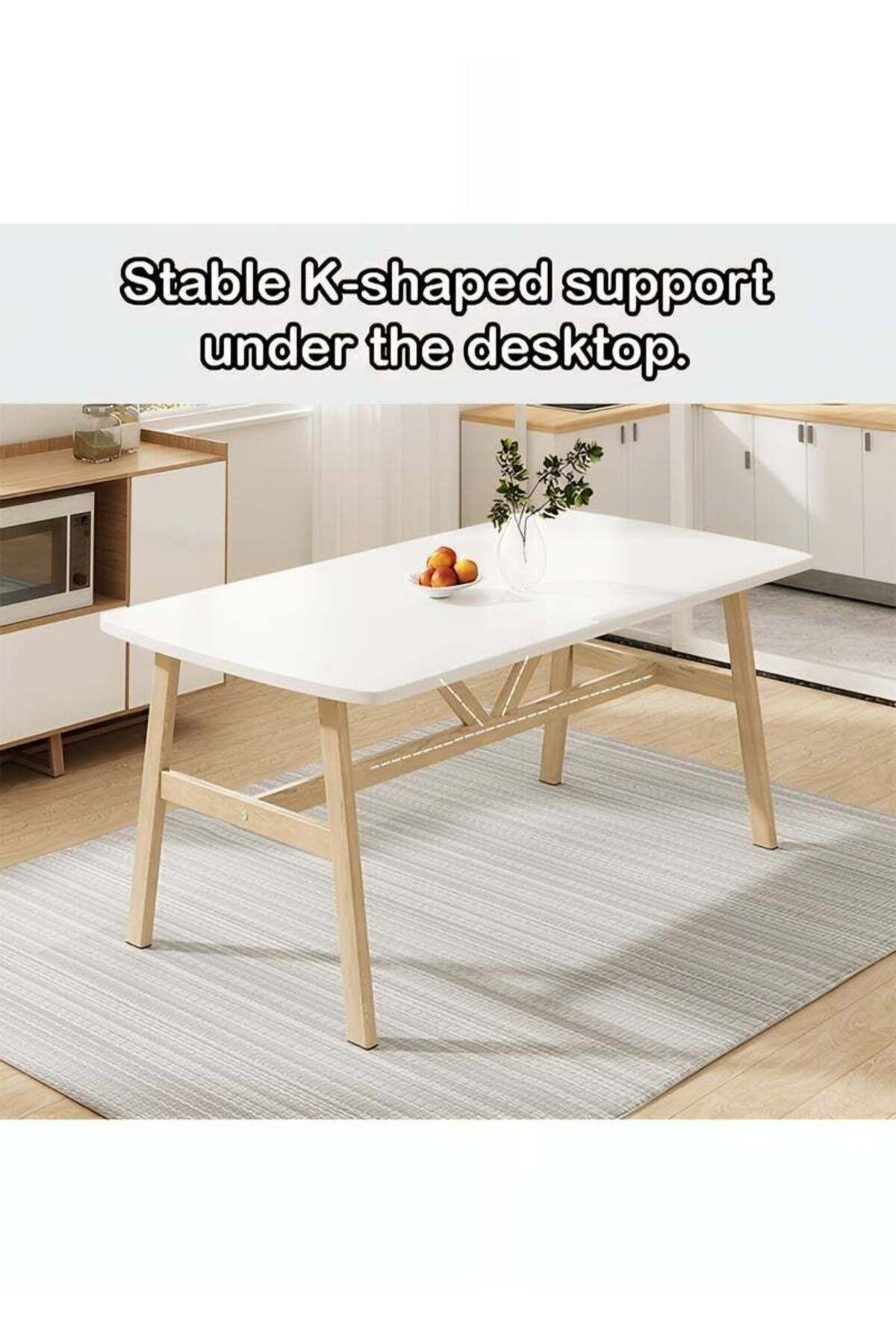 Taimi-7-Piece Dining Set, Modern Rectangular Table | 120x80x73cm with 6 Elegant Soft Padded White Chairs 7