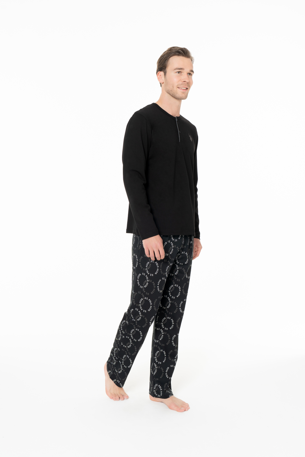 ست پیژامه و لباس خواب مردانه یقه دکمه دار | یو اس پولو U.S. Polo Assn. 18971 TR - تصویر 3