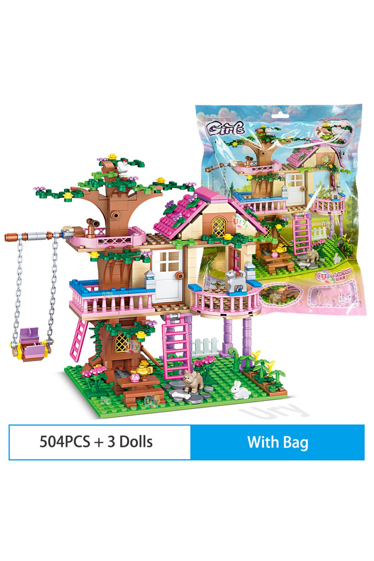 ۵۰۴ قطعه – همراه با کیف   ۵۰۴ قطعه مجموعه بلوک‌های ساختمانی ویلا قلعه‌ای خانه درختی شهر دوستان تعطیلات تابستانی