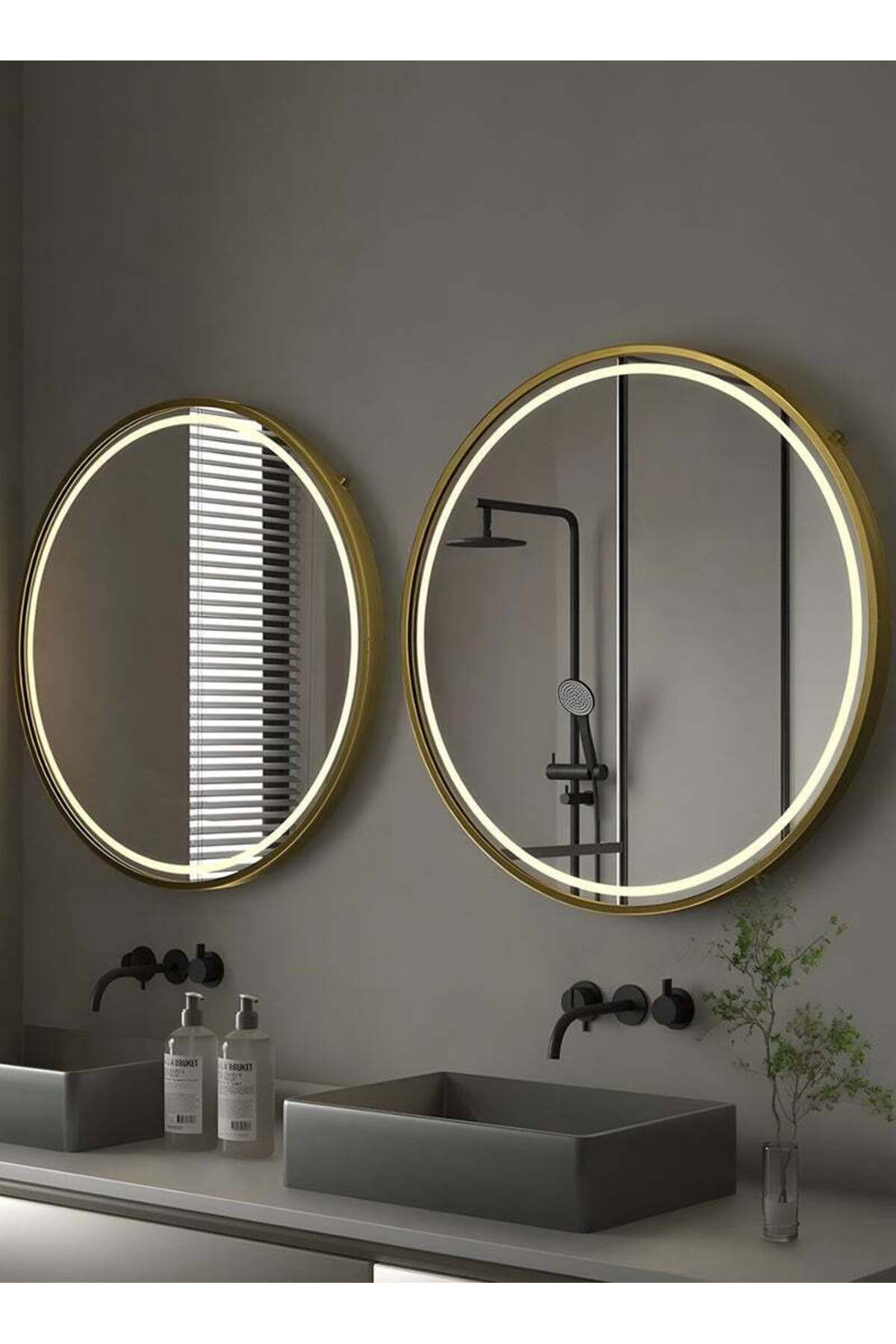 Taimi-Wall Mirror60x60cm-Elegant Design Mirror with 3-Light Levels Golden Frame - For Makeup,Decor 6