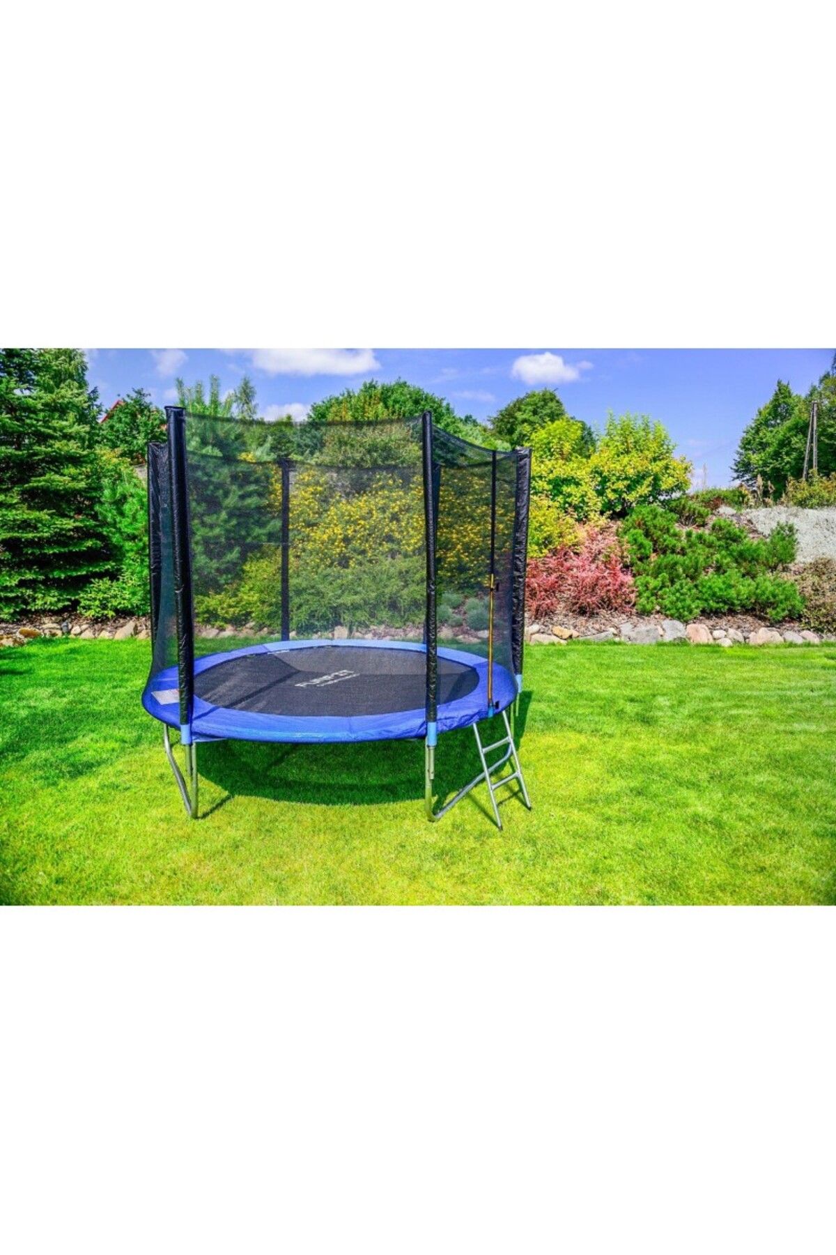 FUNFIT-Trampoline with net and access ladder, diameter 252 cm, maximum 120 kg, blue 6