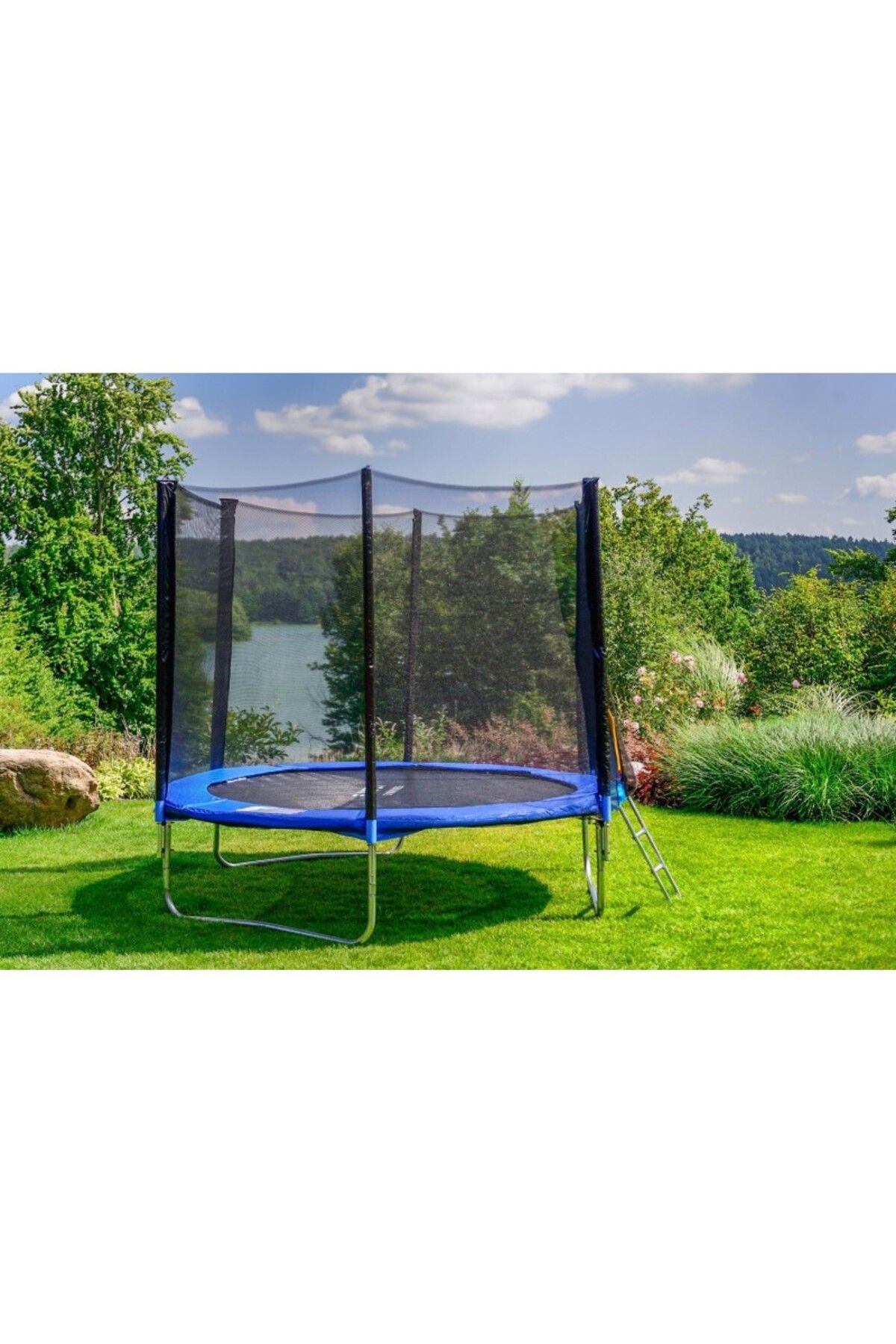 FUNFIT-Trampoline with net and access ladder, diameter 252 cm, maximum 120 kg, blue 4