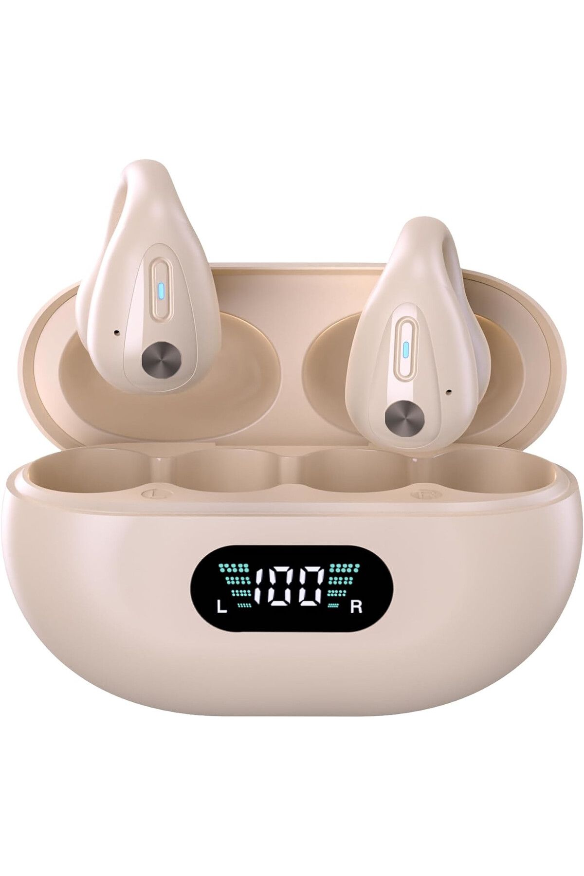 Vichema Tech-Wireless Audio Headphones, HI-FI sound quality, Vichema Tech® LY6, Bluetooth 5.3, Ear clips, Beige 1