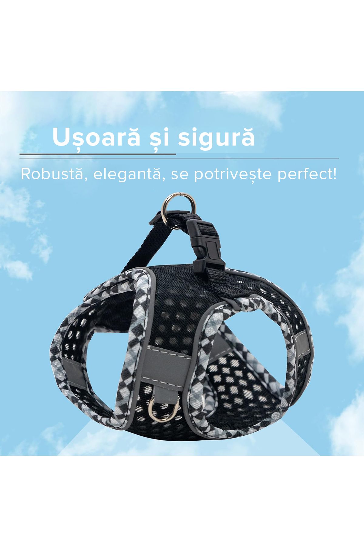 QuTek-Harness and leash set, with padded vest, made of breathable mesh, comfortable, for dogs and cats 3