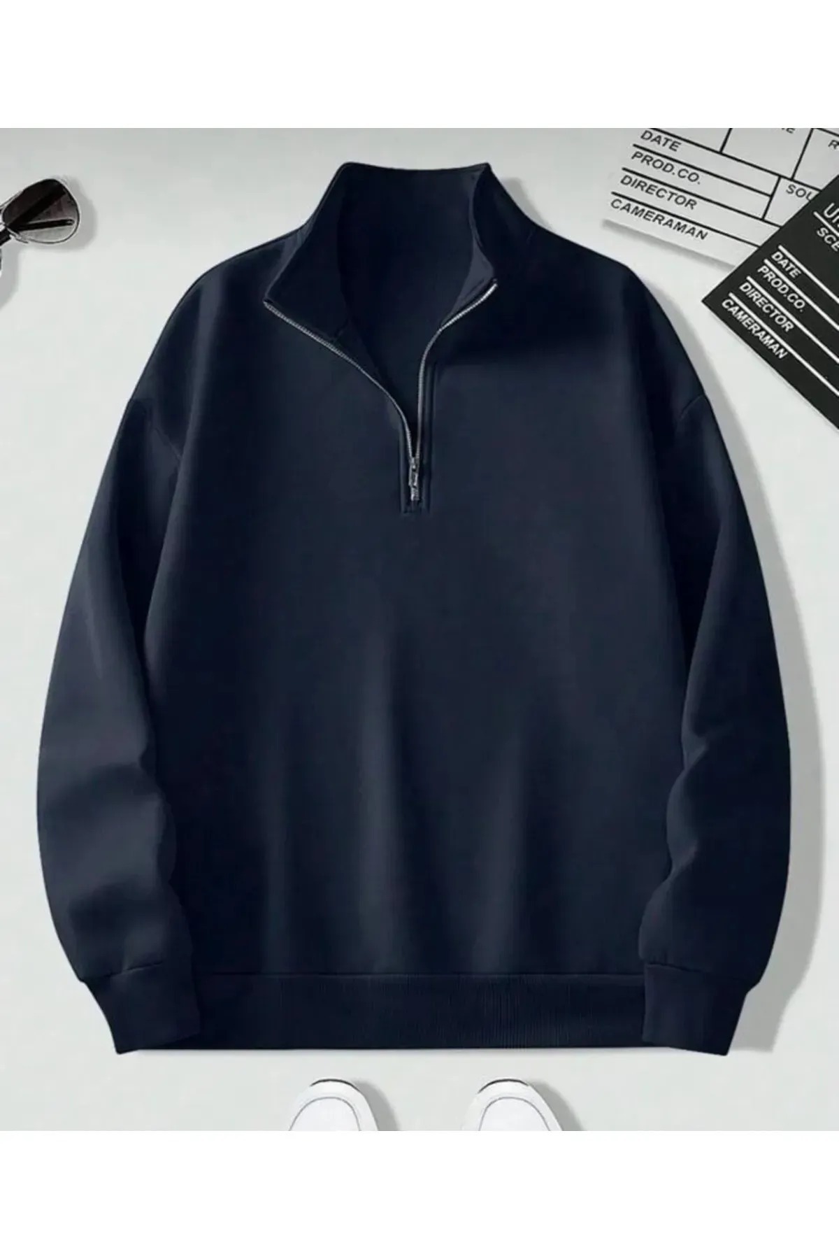 DAXİS Sportwear Company 3LÜ Unisex Dik Yakalı Fermuarlı Oversize Sweatshirt görsel 3