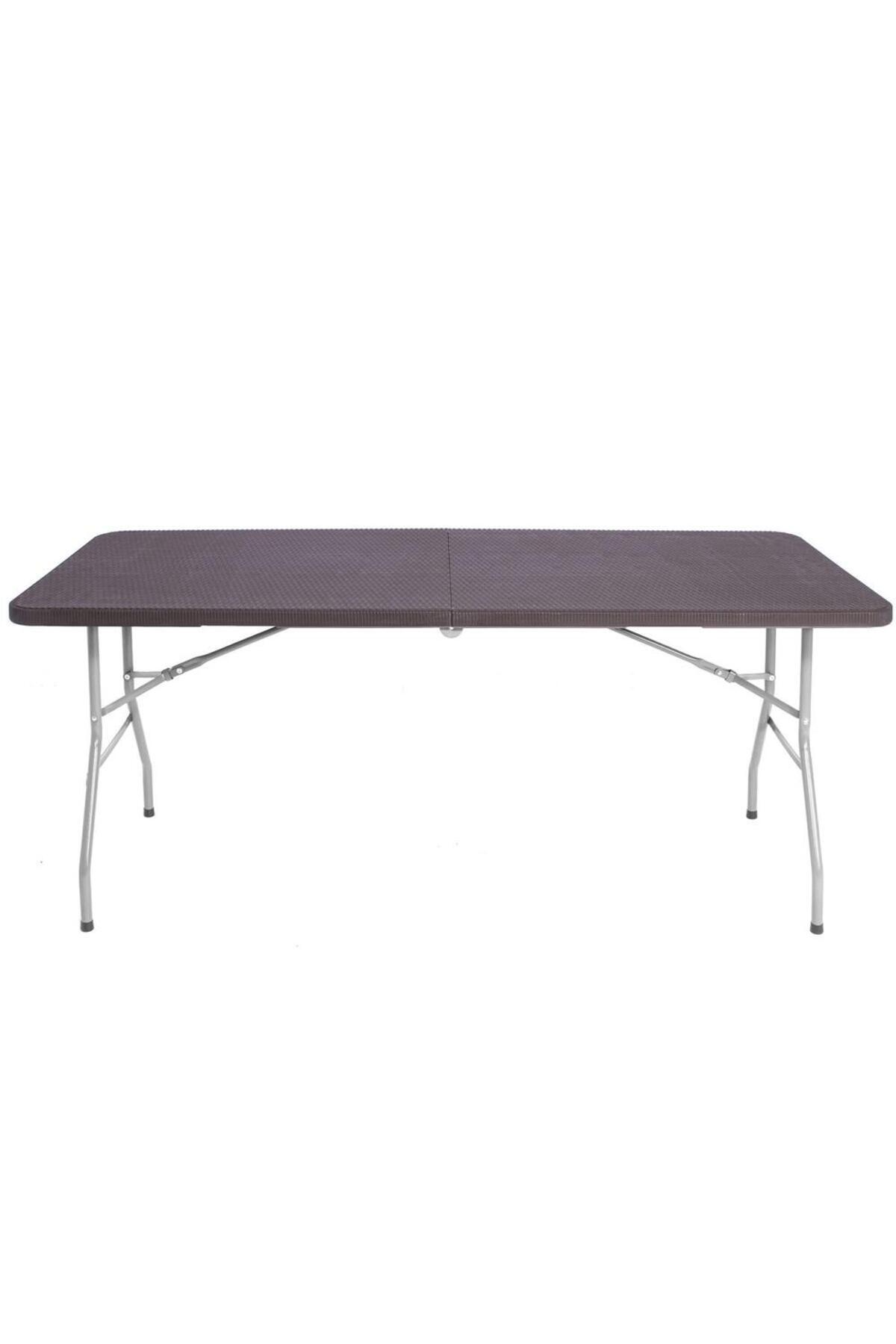 SERSIMO-Multifunctional folding rectangular table, 1.8 m x 0.75 m x 0.75 m, imitation rattan, brown 2