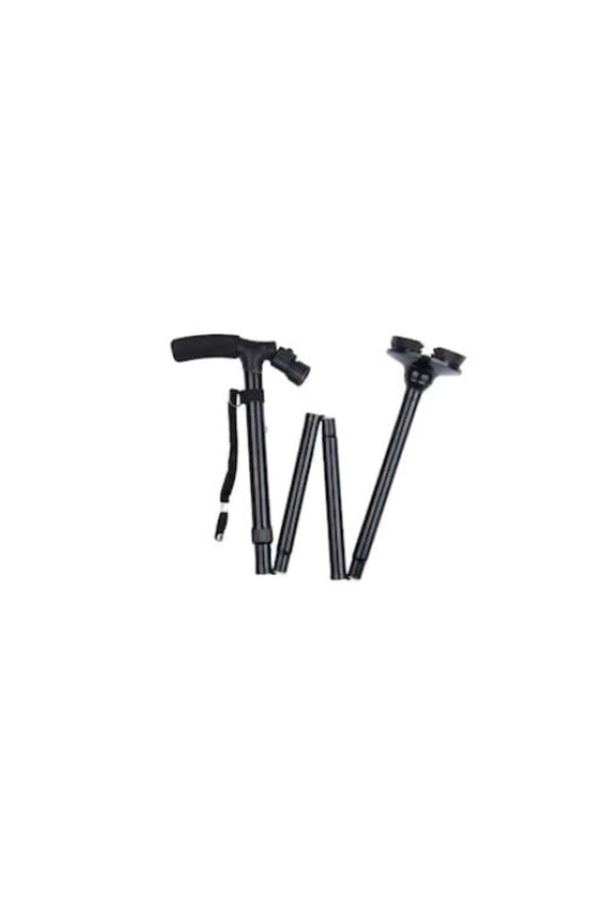FOXMAG24-telescopic walking stick for flashlight support, foldable, 4-point base, portable, black 3