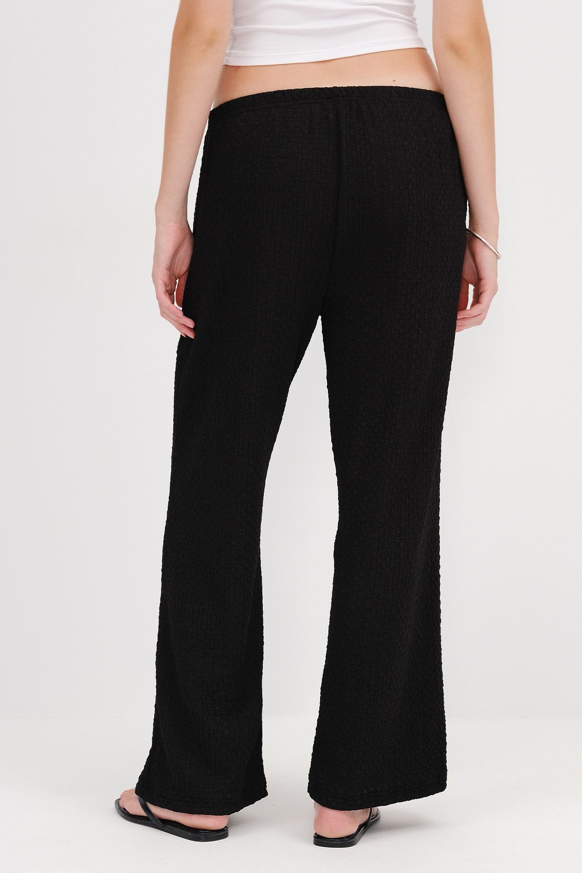Addax-Textured Trousers with Elastic Waist Pn0546-L6 5