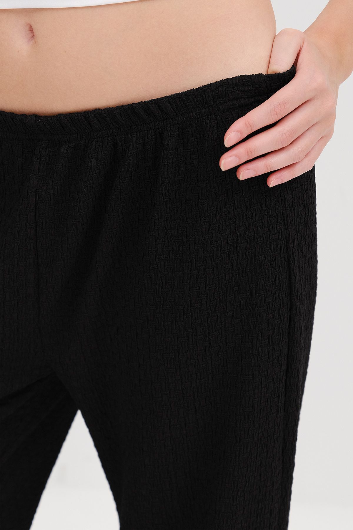 Addax-Textured Trousers with Elastic Waist Pn0546-L6 3