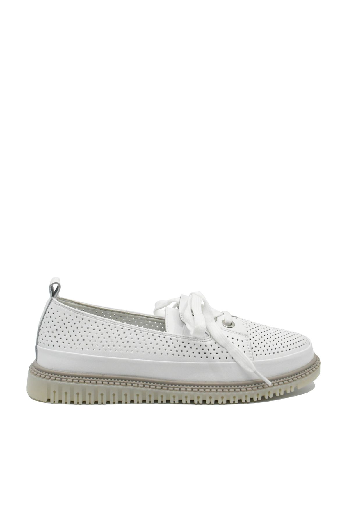 PASS Collection-Comfortable Shoes Pass Collection with perforations and decorative bow, white leather 3