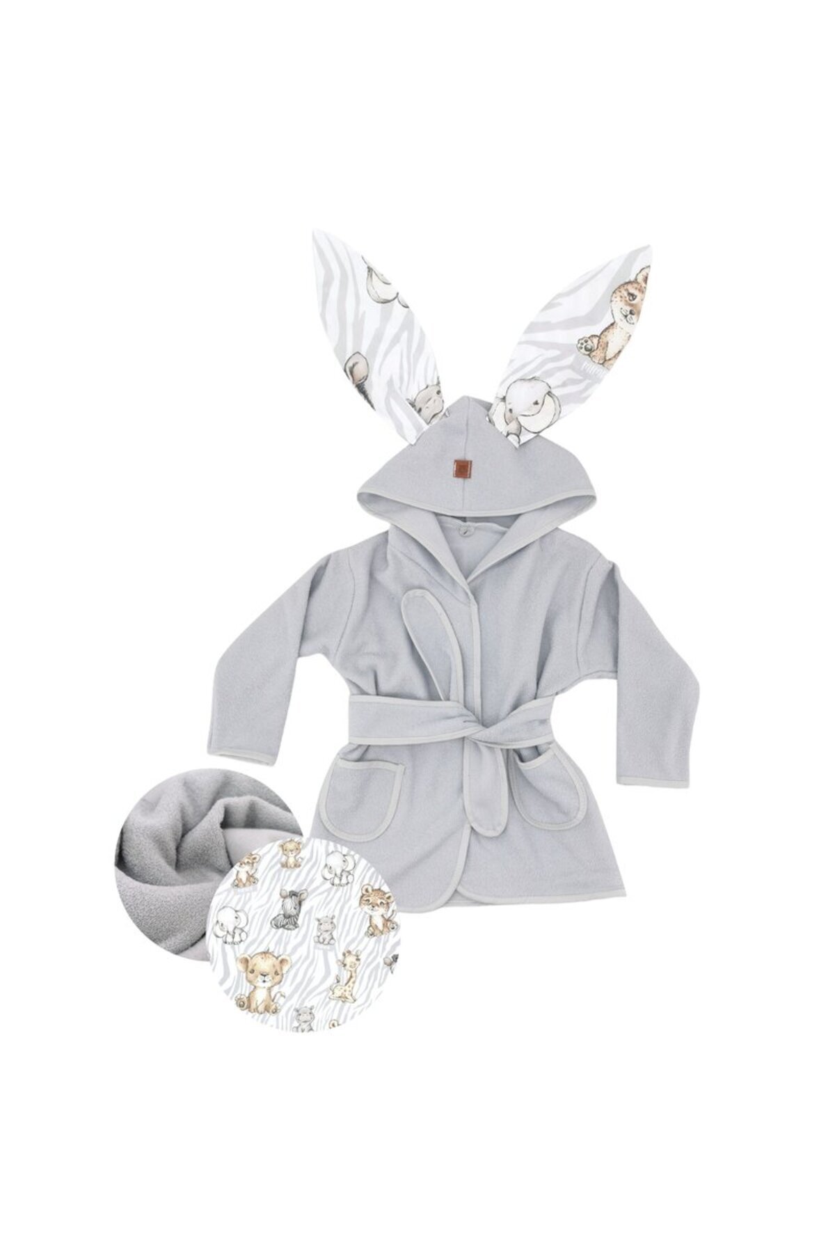MimiNu-Bathrobe, MimiNu, With ears, 2 - 5 years, Soft, With pockets, With drawstring 1