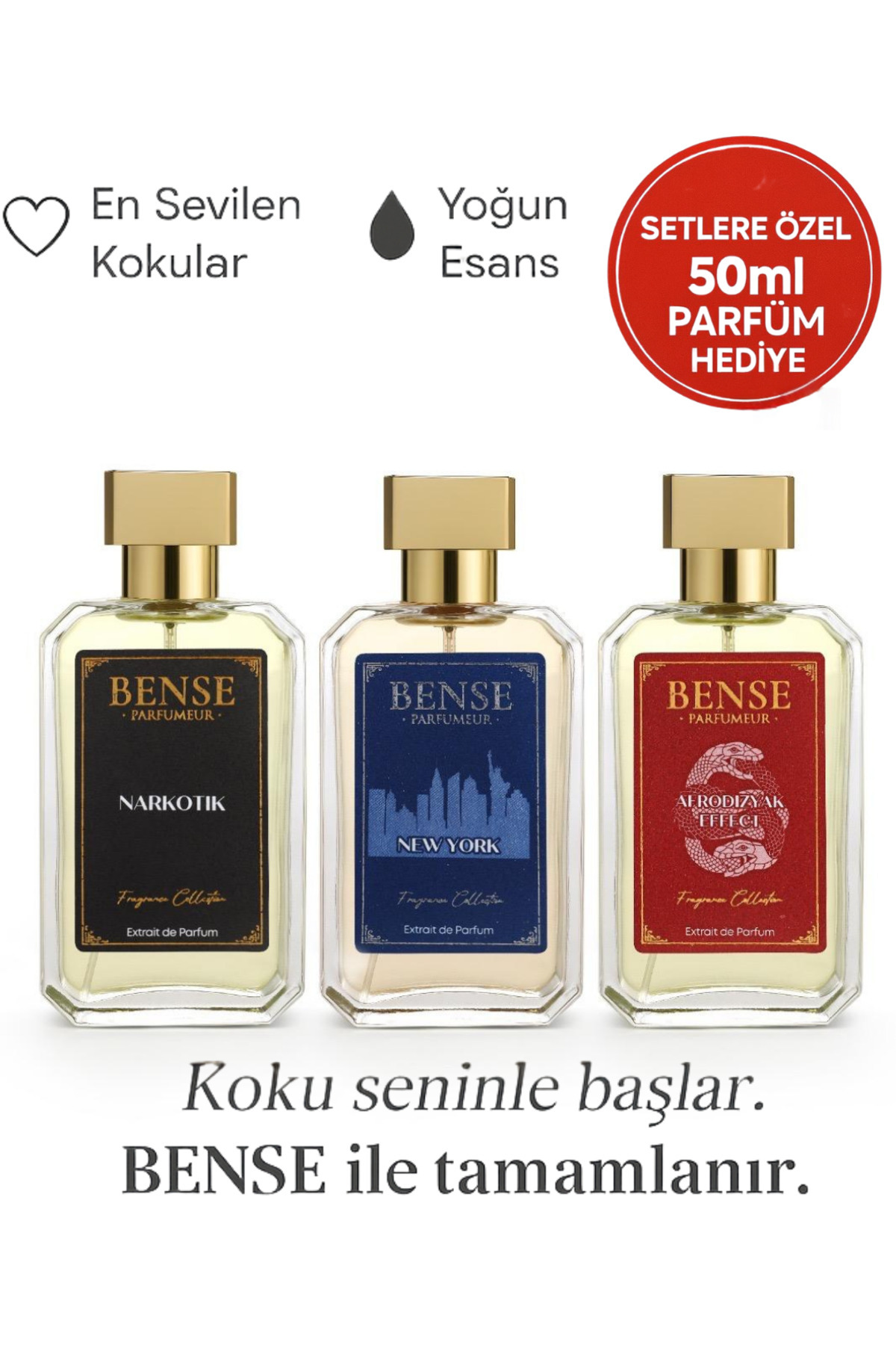 Bense New York, Narkotik & Effect 3’lü Erkek Set (Extrait de Parfum)
