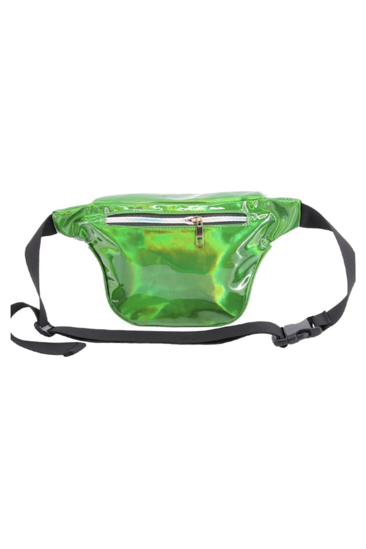 Evolium-Shiny Waist Bag with 3 Outer Zipper Pockets, Green 3