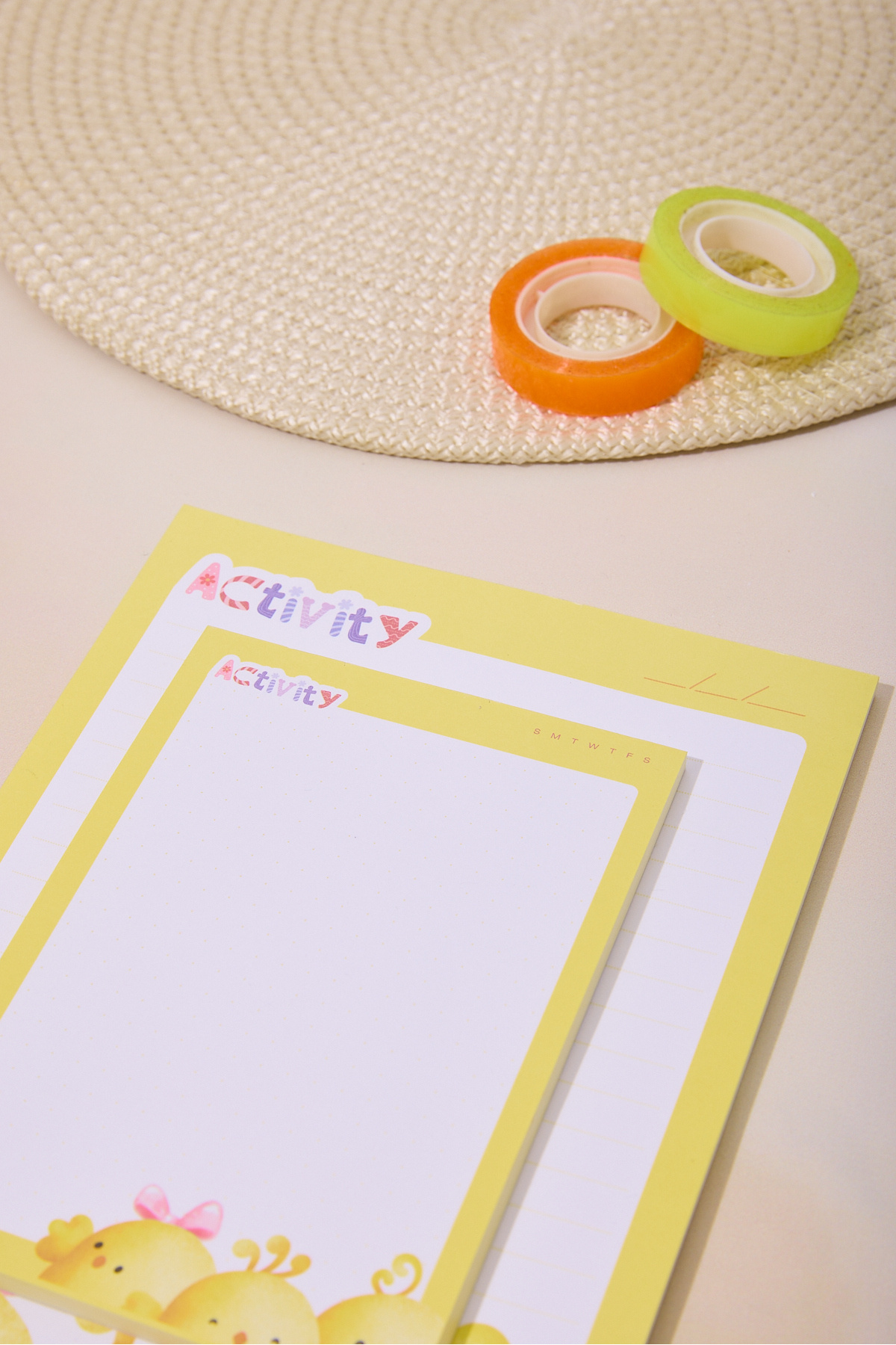 Lolla-2-Pack Desktop Yellow Chick Notepad Lined Medium and Dotted Small Size 100 Sheets Notepad 2