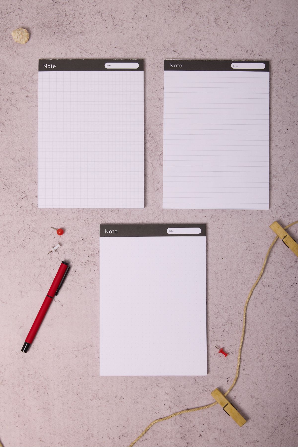Lolla-3-Pack Desktop Striped Checkered Dotted Notepad A5 100 Sheets Plain Medium Size Notepad 1