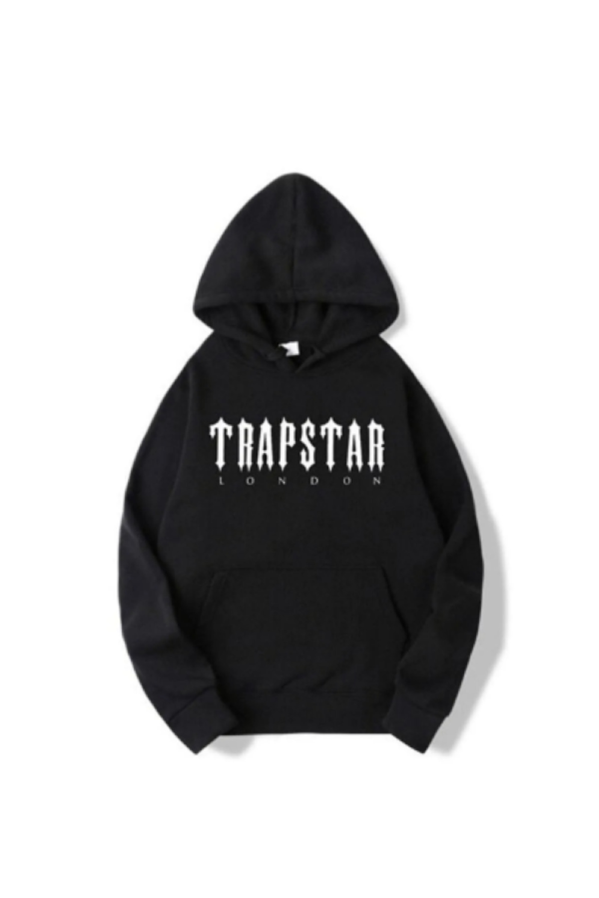 Siyah Trap Baskılı Unisex oversize/rahat Kesim Basic Kalın/içi Polarlı Kapşonlu — مشکی
