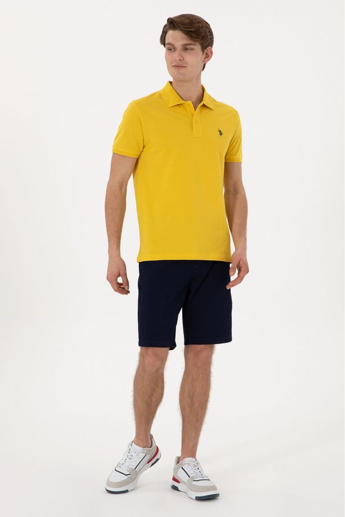 U.S. Polo Assn.-Πόλο Ασν. Ανδρικό μπλουζάκι με λεπτή εφαρμογή κίτρινο Basic DMLS 4