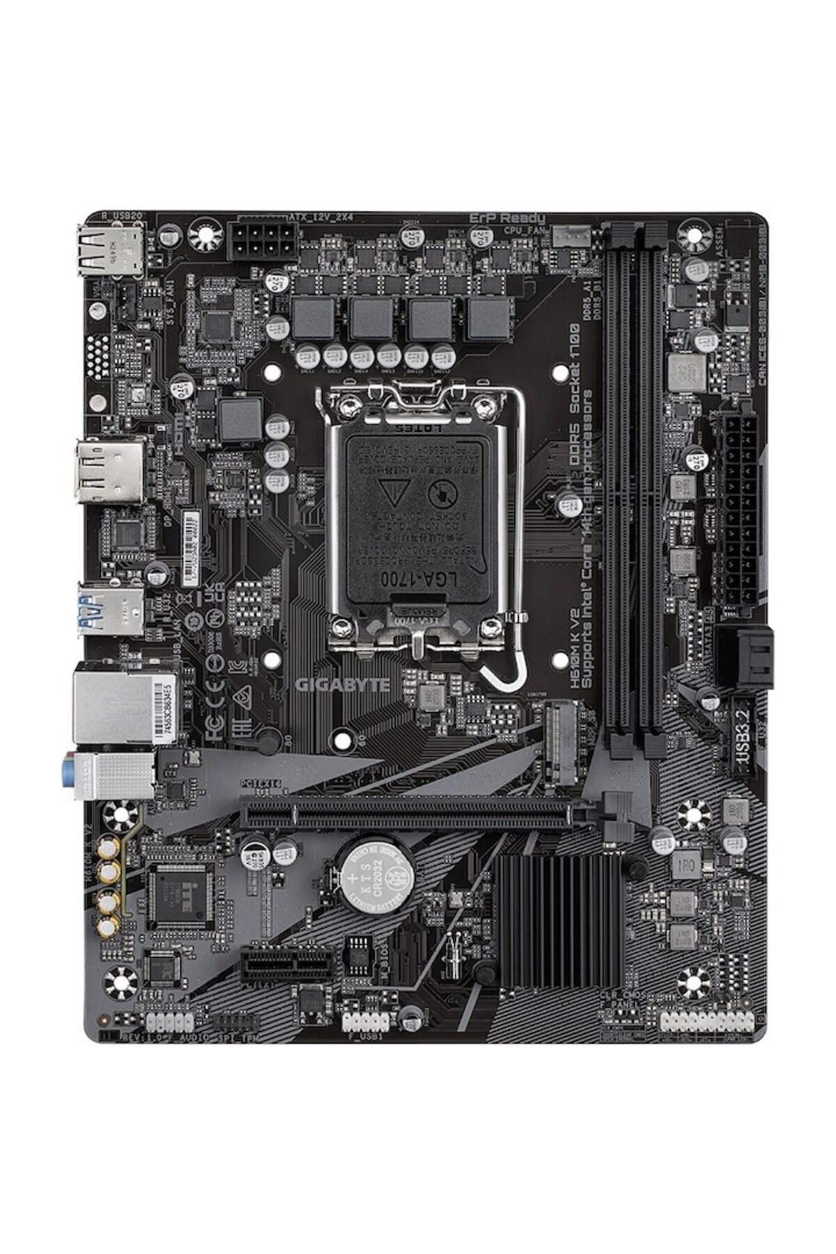 Gigabyte-H610M K V2 Motherboard, DDR5, Intel H610, LGA 1700, mATX 2