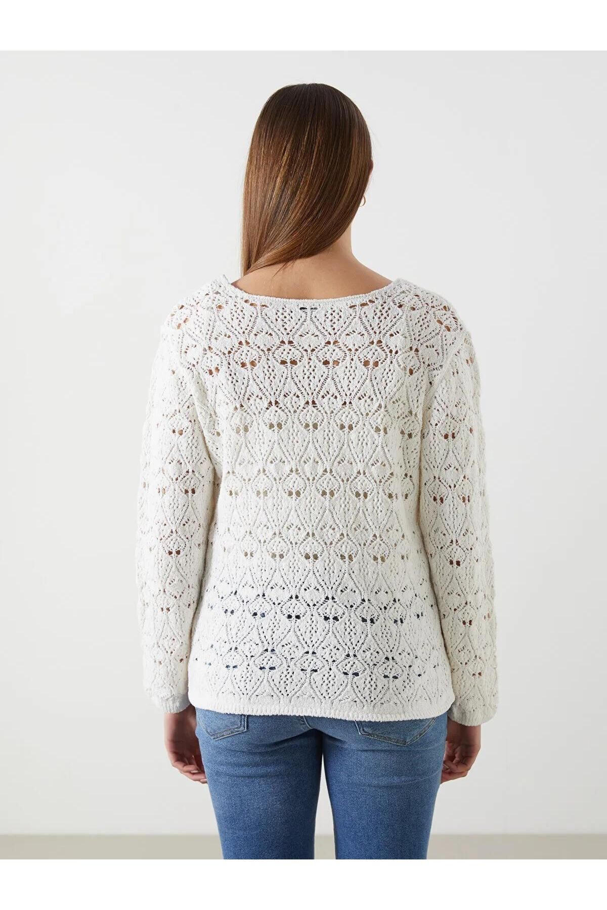 LC Waikiki-LCWAIKIKI Pulover clasic pentru femei, cu decolteu, ajurat (W5) 8