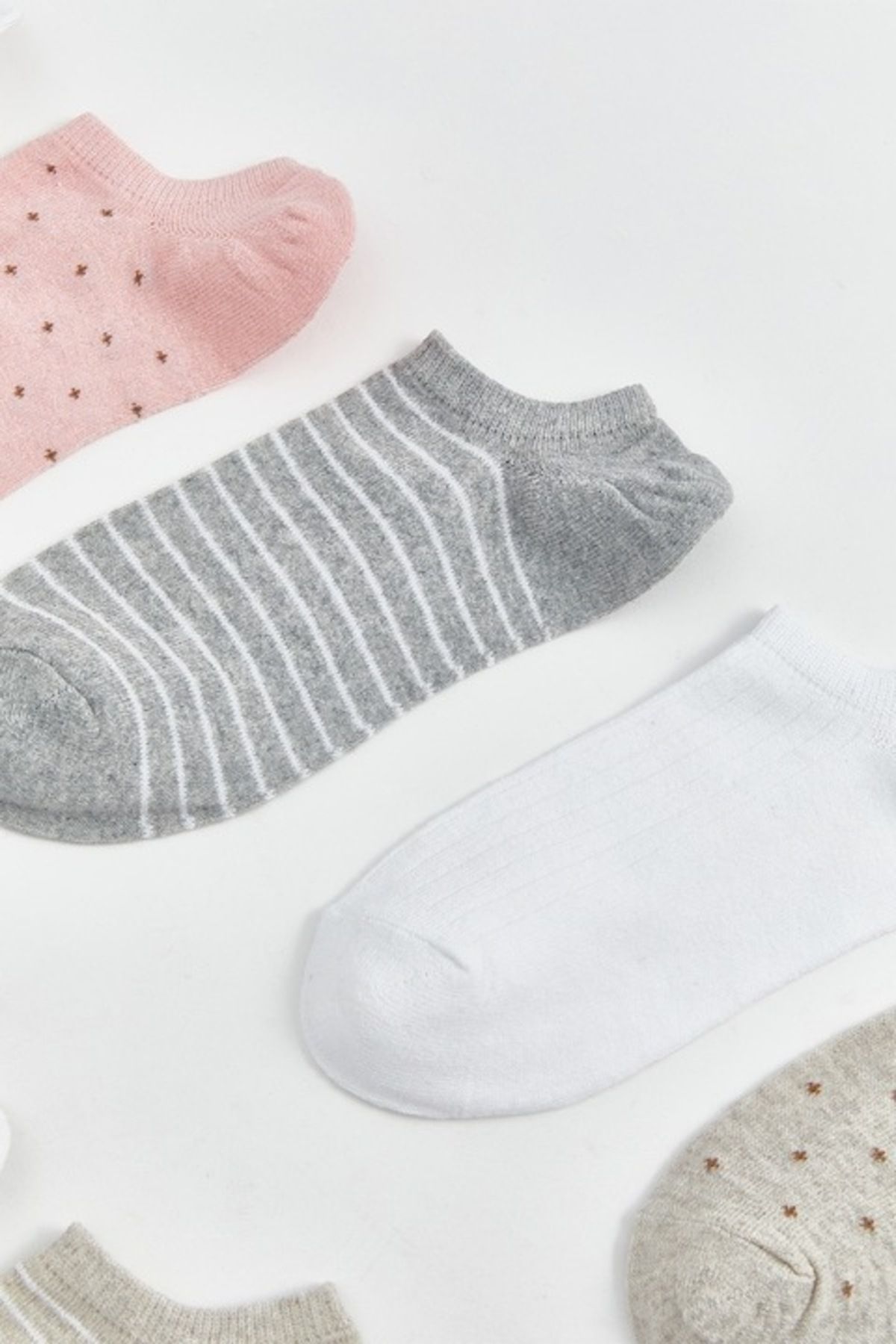 LC Waikiki-, Set of socks with pattern and plain design - 10 pairs, Pastel pink, Optical white, Light 3