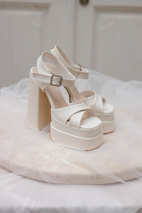 Gelinlik Ayakkabıcım Koşma Garantili Çift Platform 16 cm Gelin Ayakkabıs