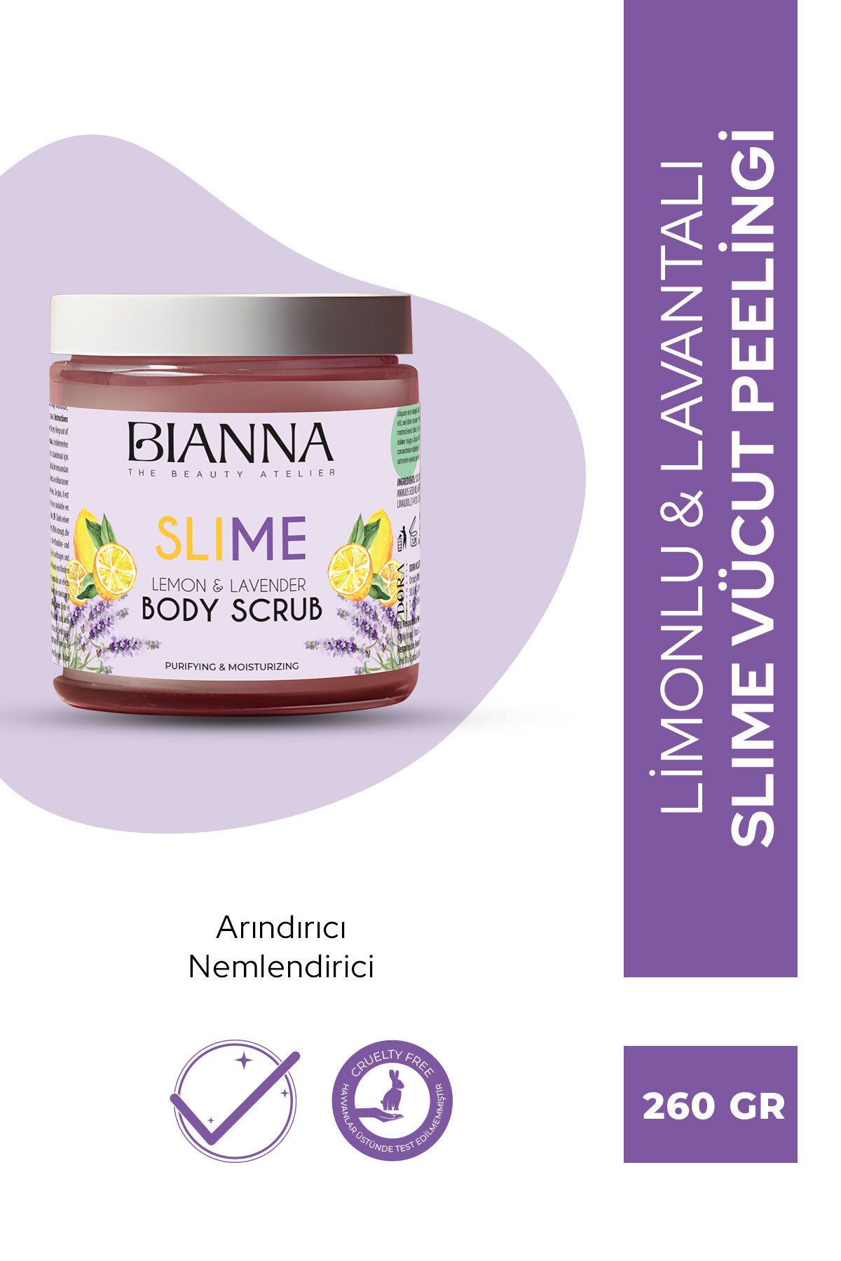 Bianna-Purifying & Moisturizing Slime Body Peeling with Lemon & Lavender Extract - 260Gr 5