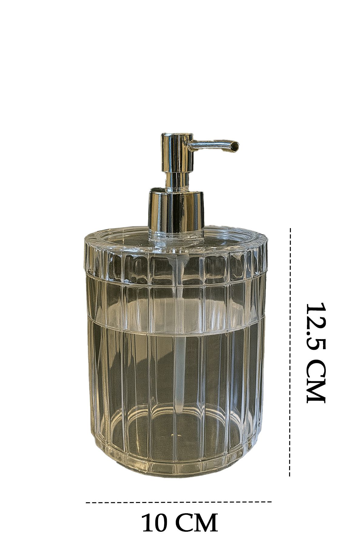 DOVİHOME-Double XL Large Size Line Pattern 700ml Countertop Silver Pump Liquid Soap Dispenser Set Smoked 3
