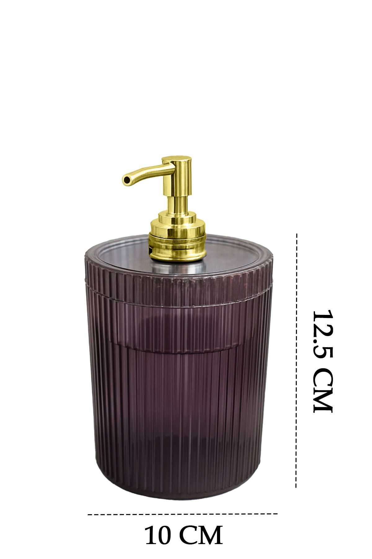 DOVİHOME-Double XL Large Size Striped 700ml Countertop Gold Pump Liquid Soap Dispenser and Cotton Lint Set Smoked 2