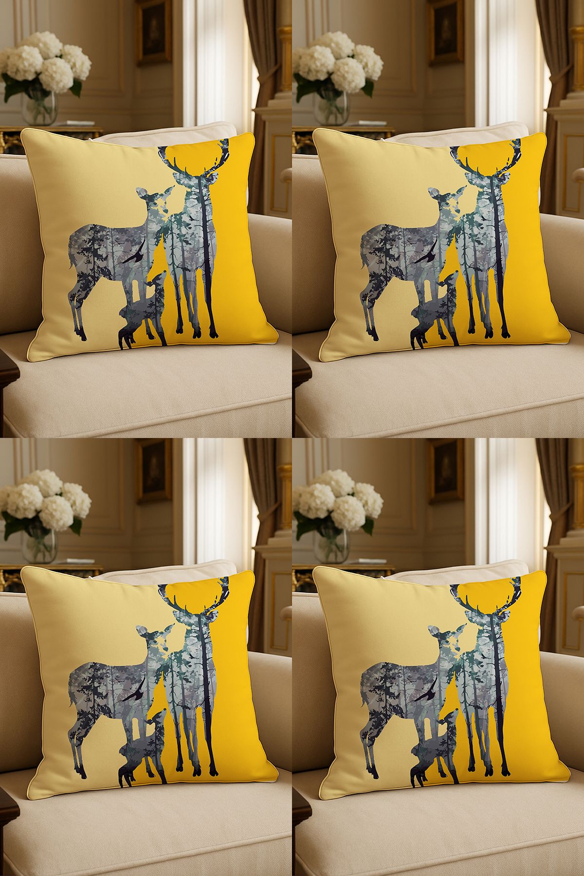 LadiesHome-Special Design Digital Printed Decorative Throw Pillow Case 43X43 cm Double Sided Set of 4 1