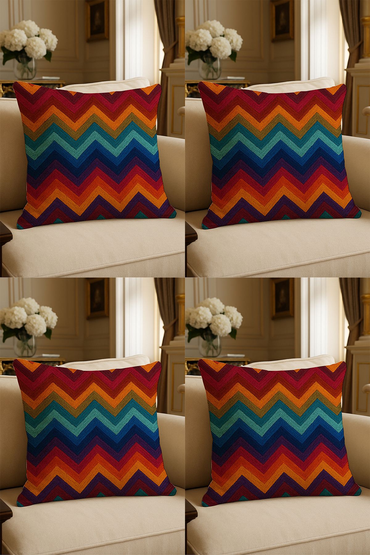 LadiesHome-Special Design Digital Printed Decorative Throw Pillow Case 43X43 cm Double Sided Set of 4 1