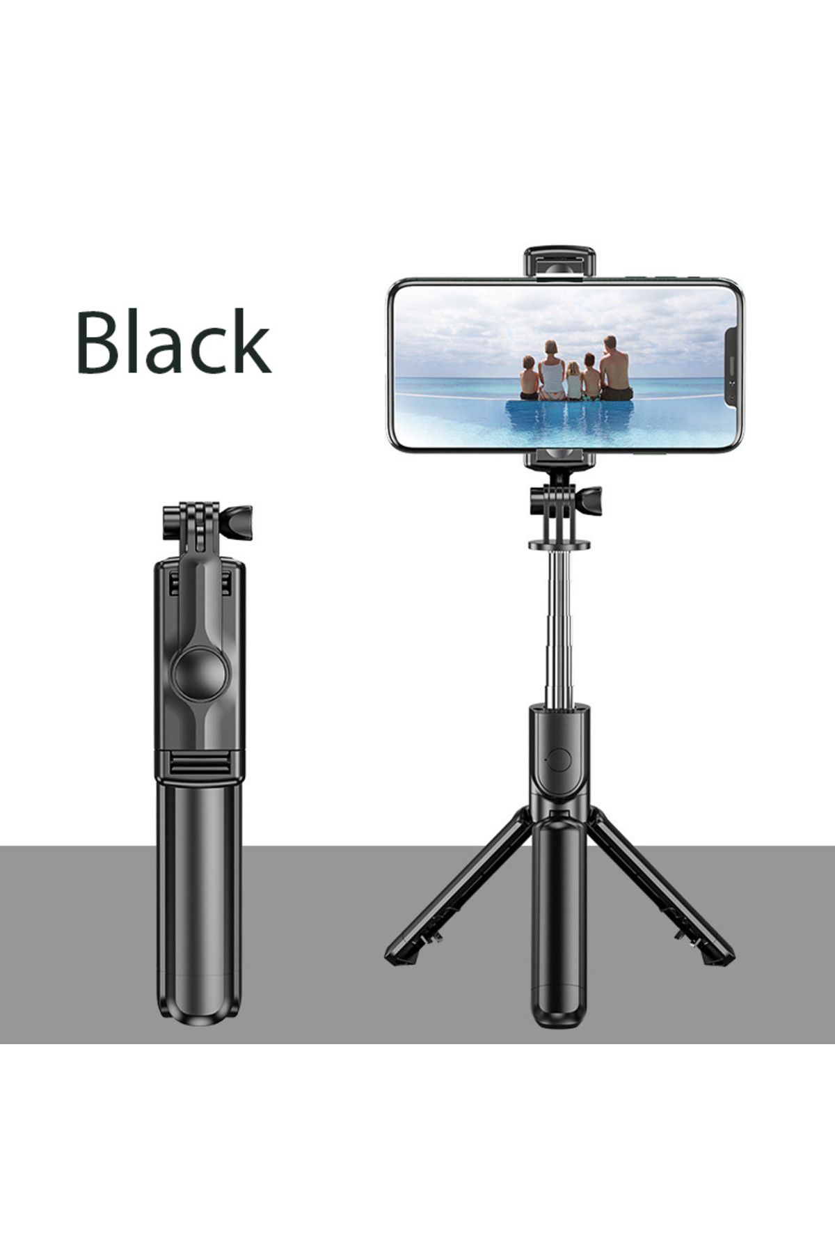 Choice-black New Selfie Stick Tripod Stand for Android Xiaomi IOS iphone TikTok Extended Bluetooth with Rem 1
