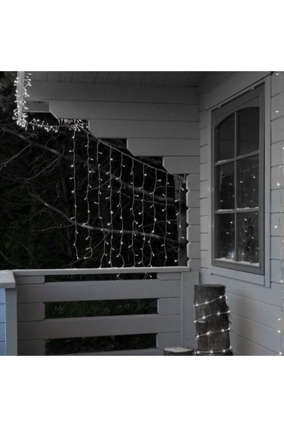 Casa Grande-Șir de lumini de Crăciun, tip perdea, IP44, 3m x 1m, 180 LED-uri, alb rece, cu bliț, transformator, 3