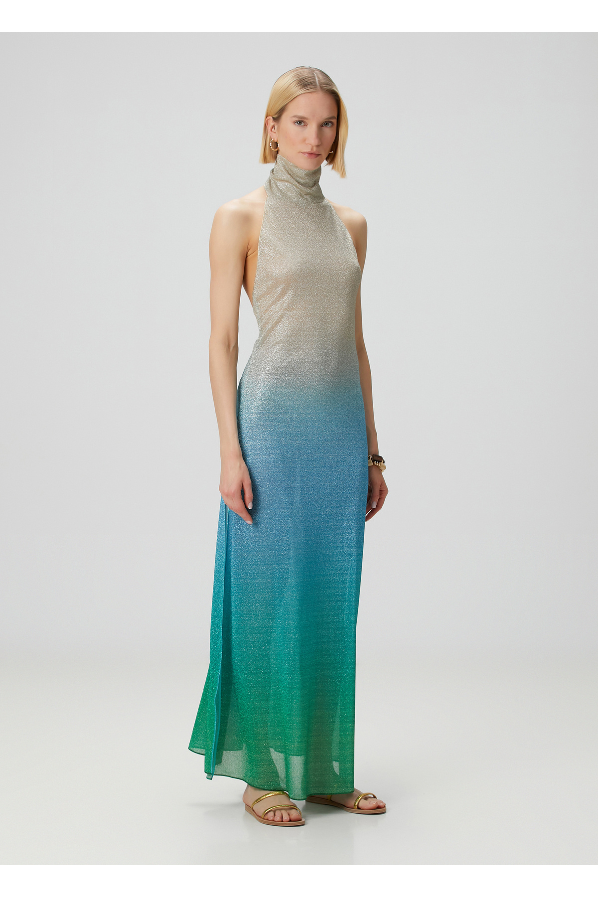 OSEREE Çok Renkli Degradeli Transparan Plaj Elbisesi