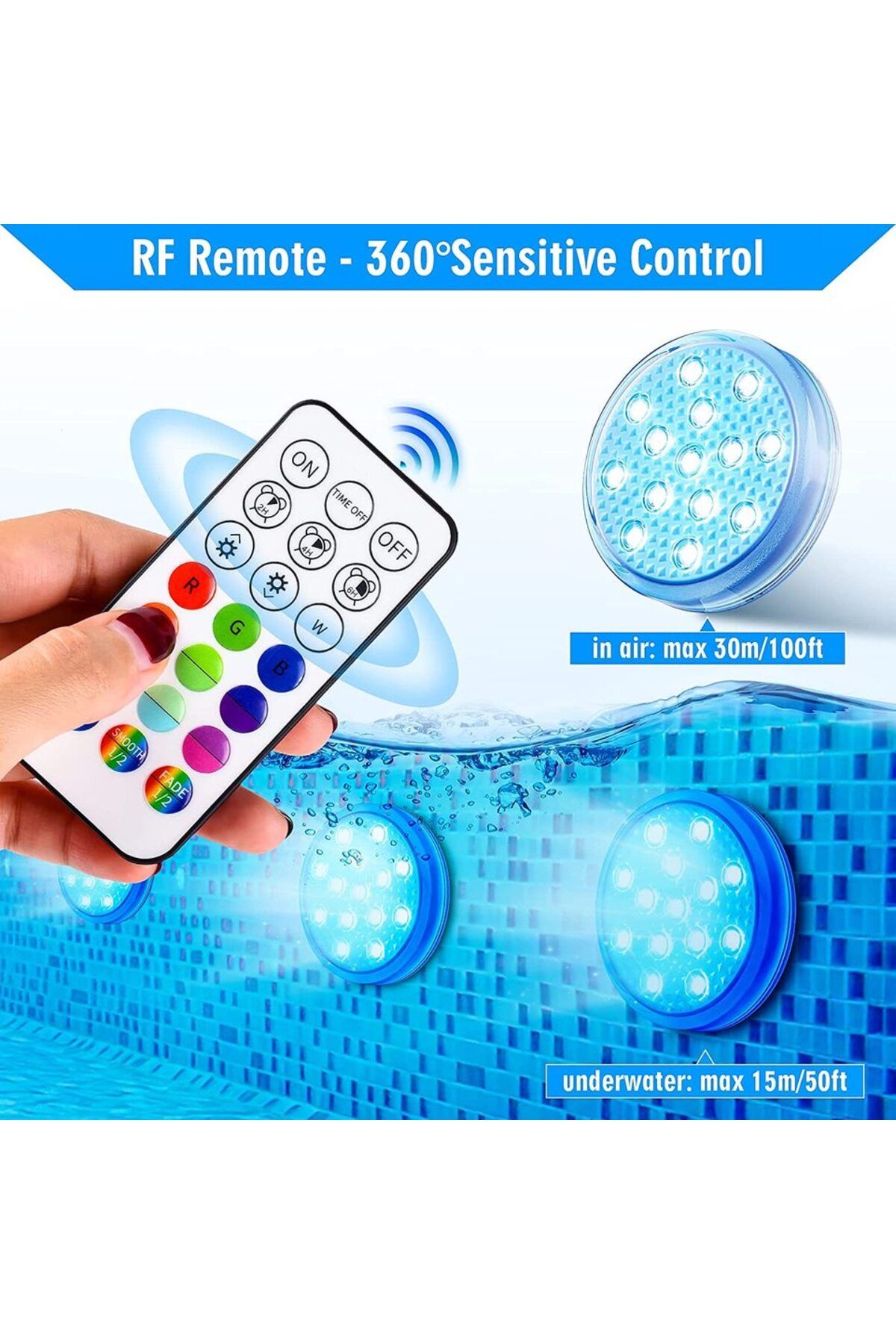Choice-2pcs Rechargeable Underwater Submersible Pool Lights with Remote IP68 Waterproof Color Changing Led 3