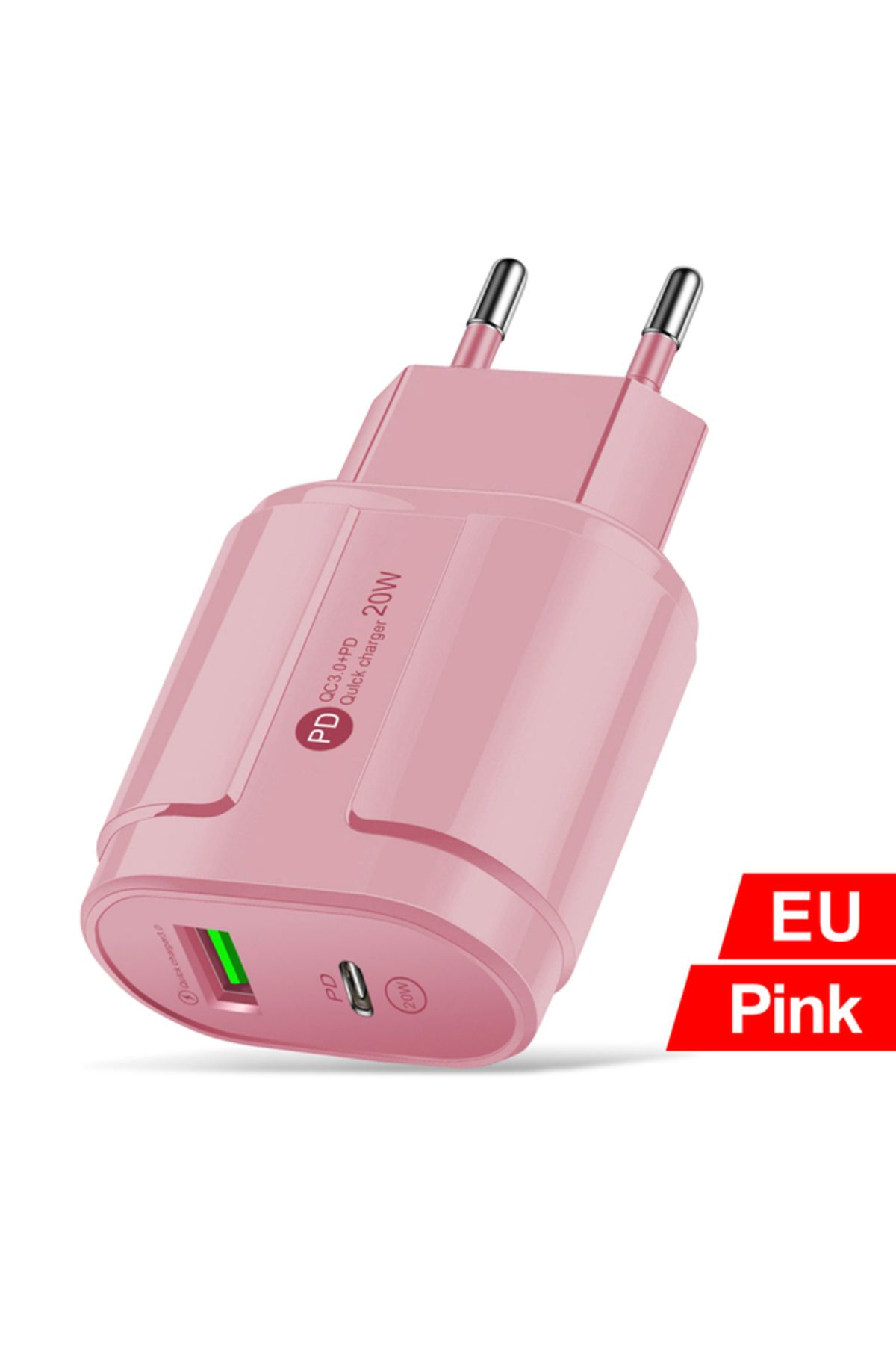 Choice-EU-Pink PD20W QC 3.0 Fast Chargerr EU US Plug Universal Wall Multiple USB C Adapter Phone Charger Fo 1