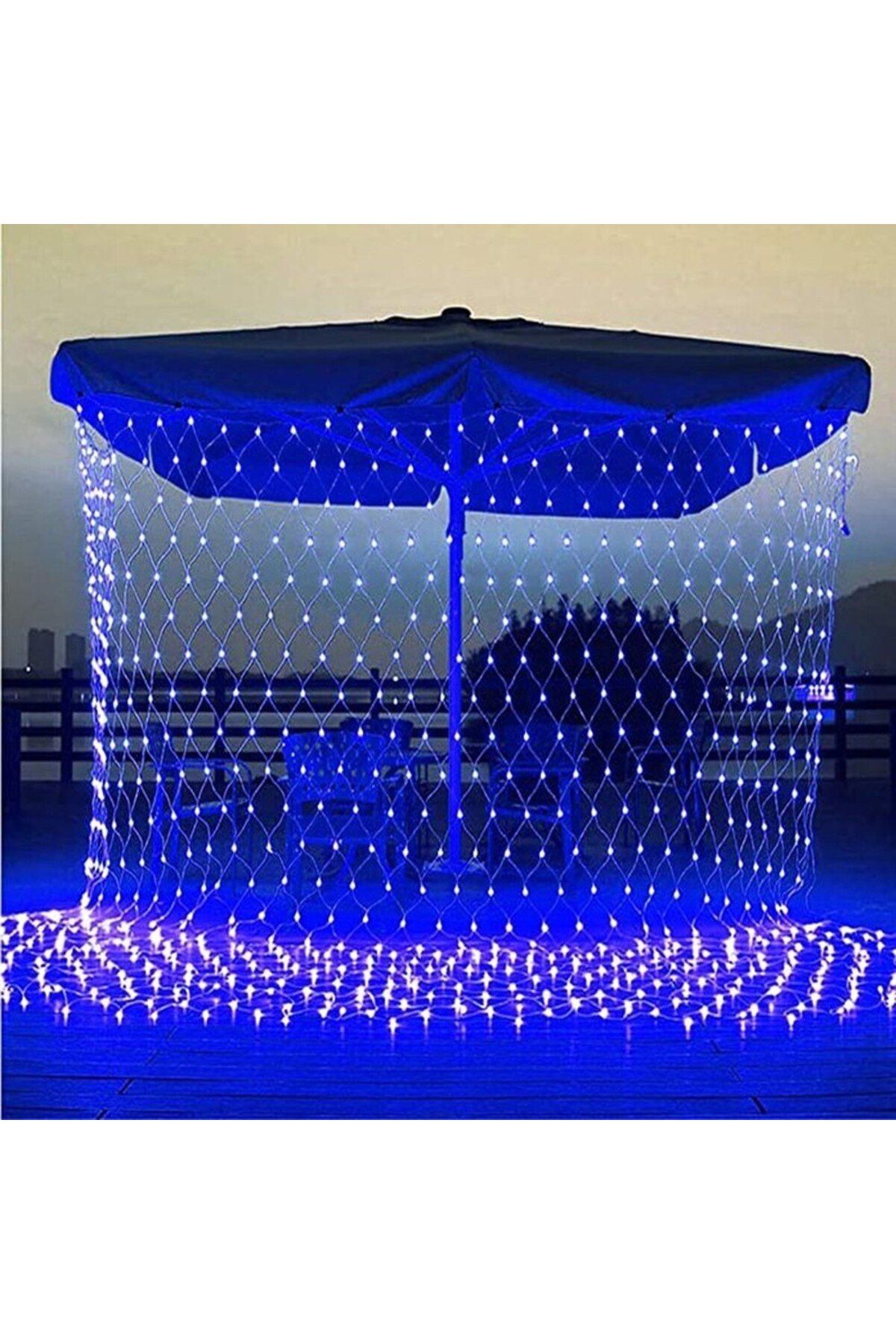 Casa Grande-Instalație de Crăciun, tip plasă, 4,5 m x 1,5 m, 360 LED-uri, albastru, 8 moduri de iluminare, transformator cu reîncărcător 4