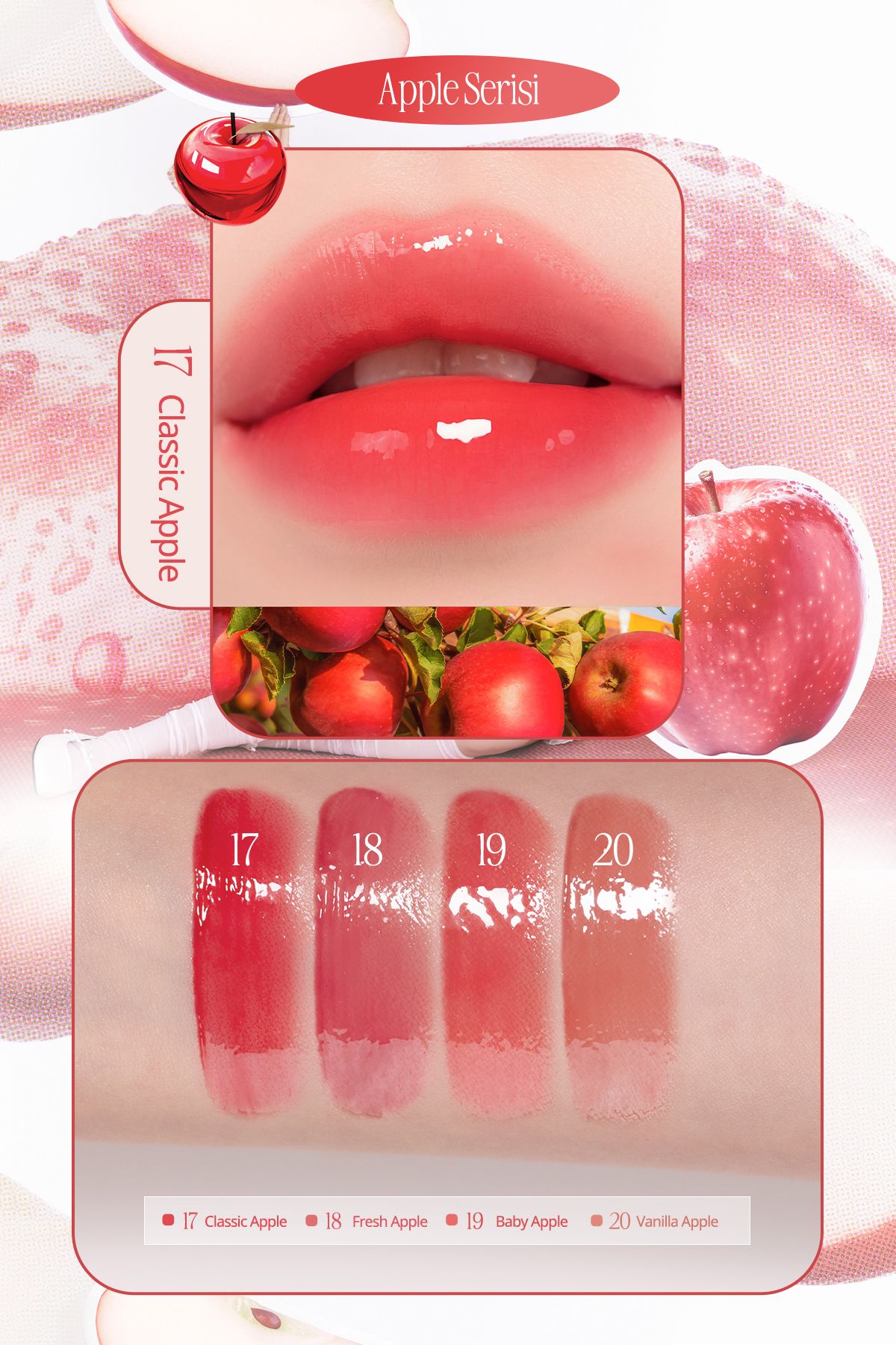 CLIO-Intense Shimmer Tint Without Sticky Feeling Crystal Glam Tint (17 Classic Apple) Appleseries 7