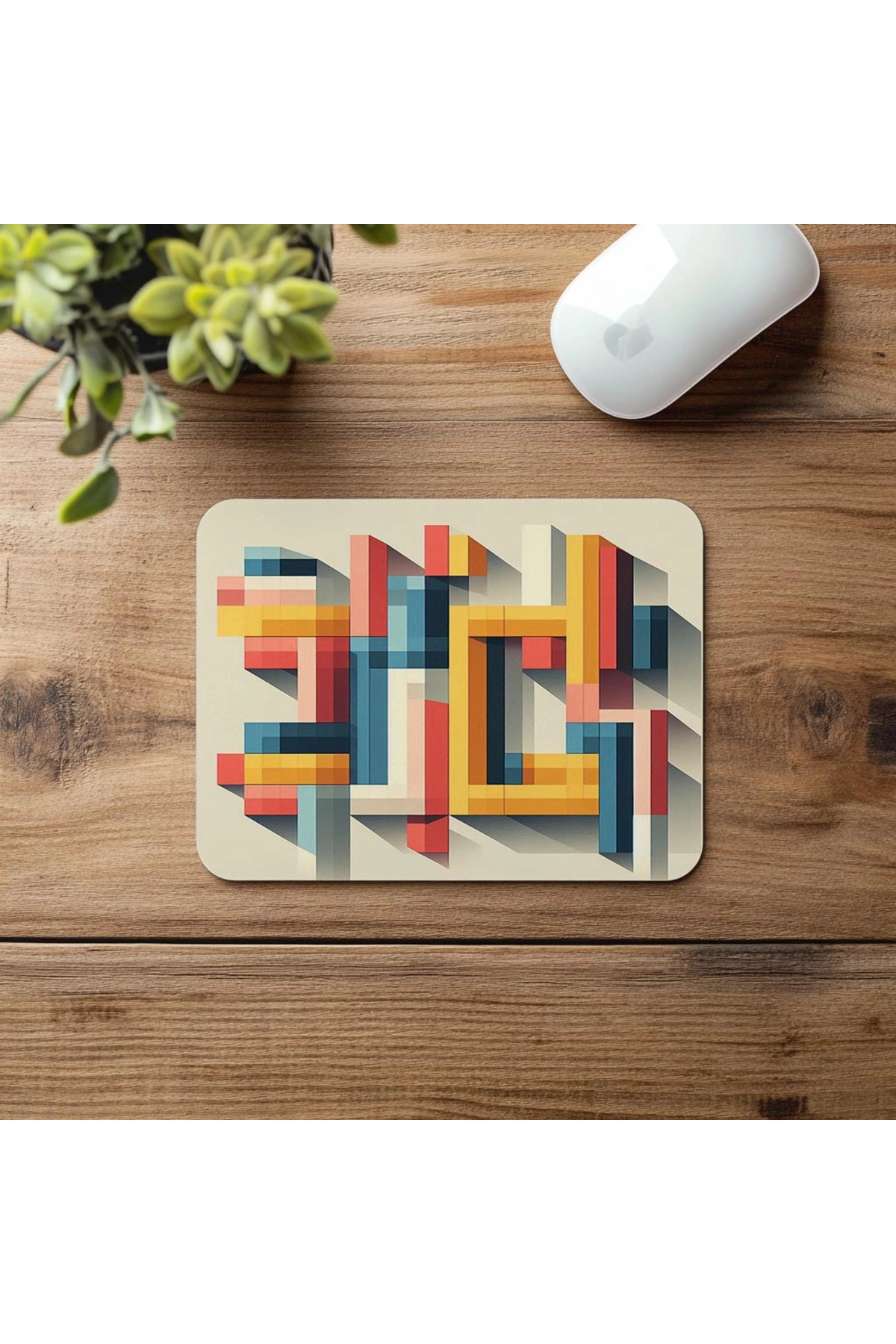 Luluyen-Right Angle Geometric Block Design Mousepad - 19X23 cm 2 mm Rectangle Imported Printed Mouse Pad 4