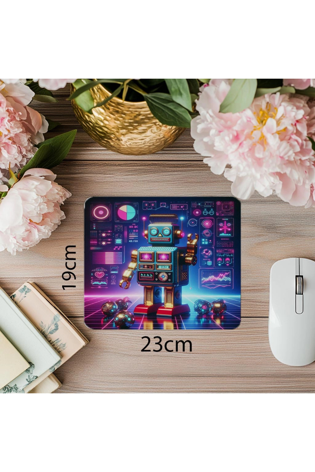 Luluyen-Nostalgic Robot Mouse Pad with Circuit Effect - 19X23 cm 2 mm Rectangle Imported Printed Mouse Pad 1
