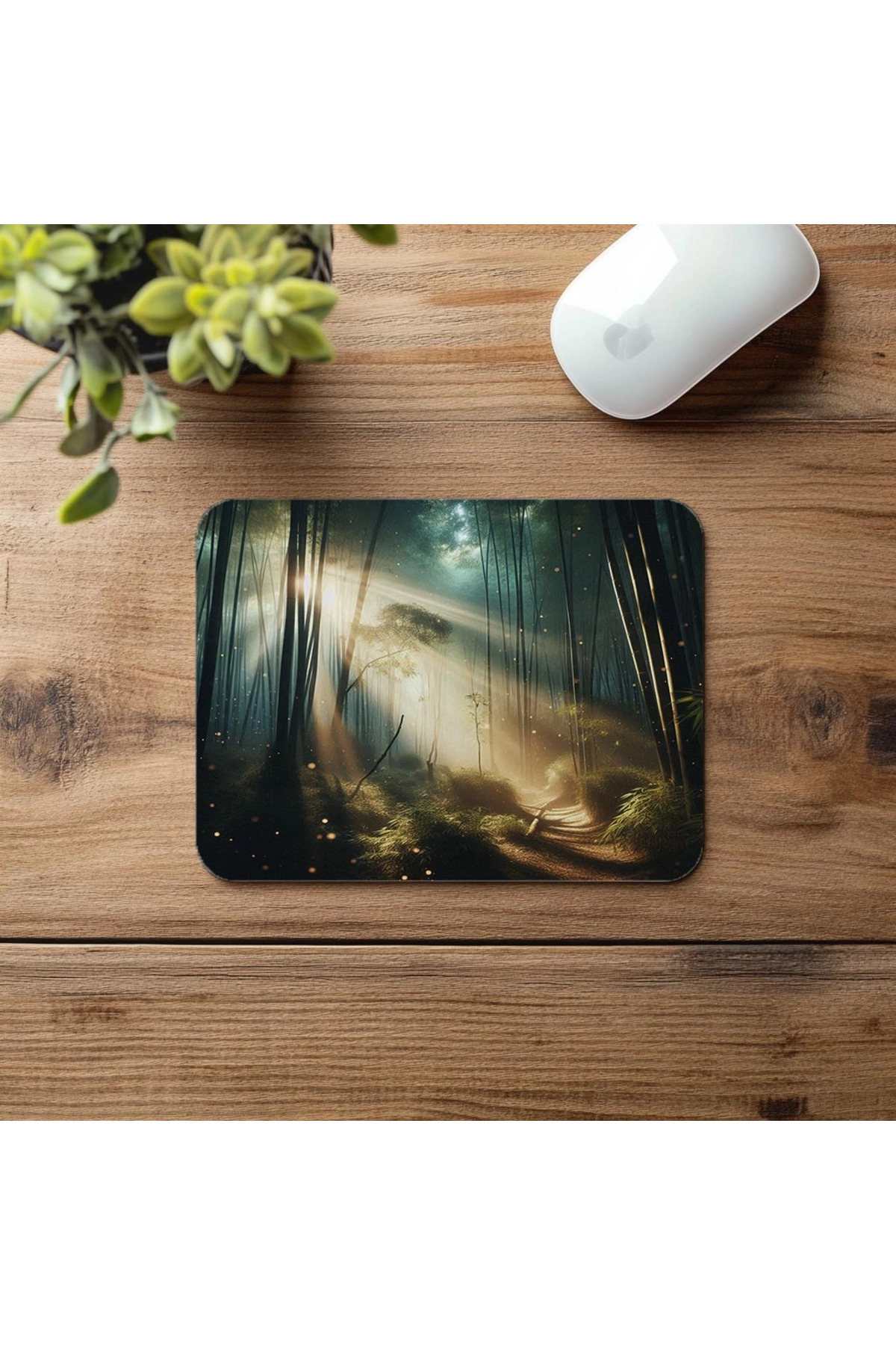 Luluyen-Zen Forest Mouse Pad with Particle Effect - 19X23 cm 2 mm Rectangle Imported Printed Mouse Pad 4