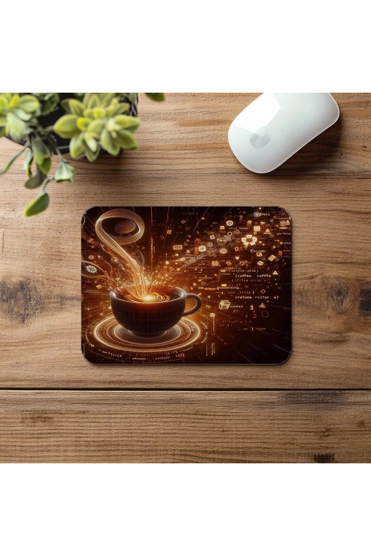 Luluyen-Coffee Mixing with Code in the Air Mouse Pad - 19X23 cm 2 mm Rectangle Imported Printed Mouse Pad 4