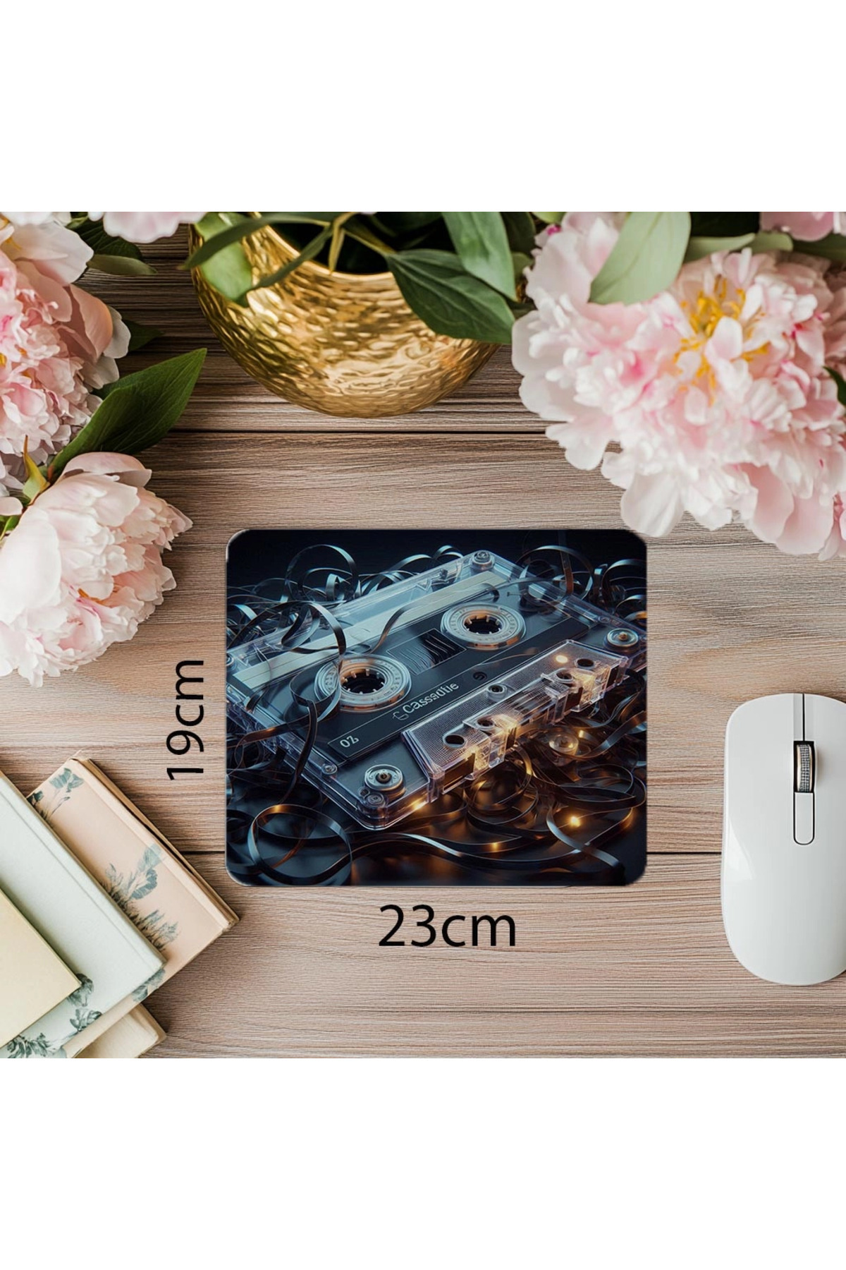 Luluyen-Retro Ribbon Effect Cassette Mouse Pad - 19X23 cm 2 mm Rectangle Imported Printed Mouse Pad 1