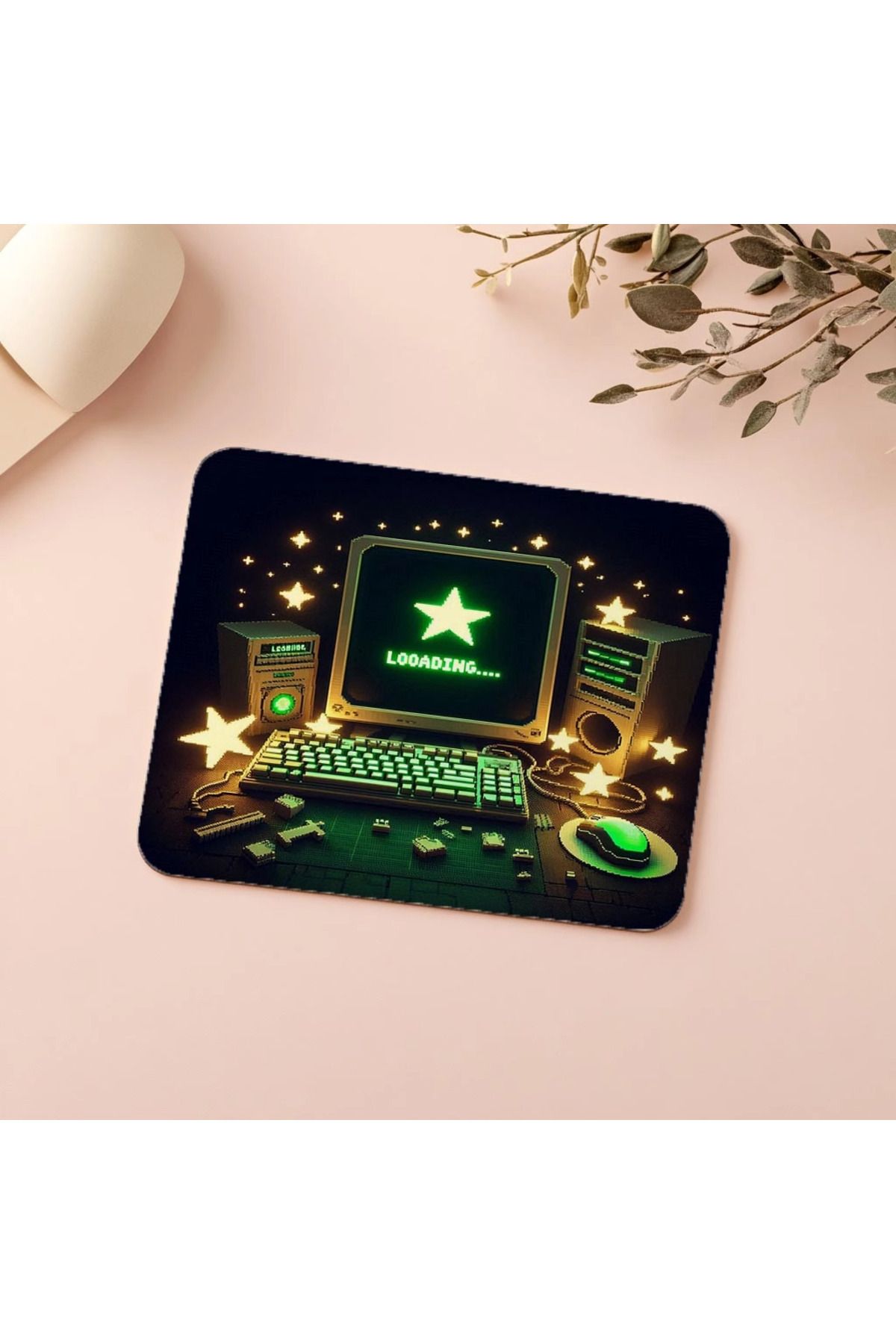 Luluyen-Loading Written Green Screen Retro Mouse Pad - 19X23 cm 2 mm Rectangular Imported Printed Mouse Pad 5